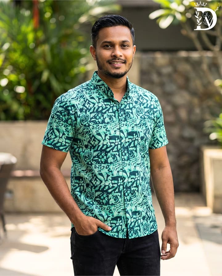 Tribal Motif Print Shirt - Deep Turquoise - FS